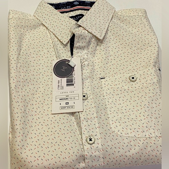 Level Ten Authentic Boys Woven Peached Poplin Short Sleeves Shirt Size M (10-12) - Picture 15 of 16